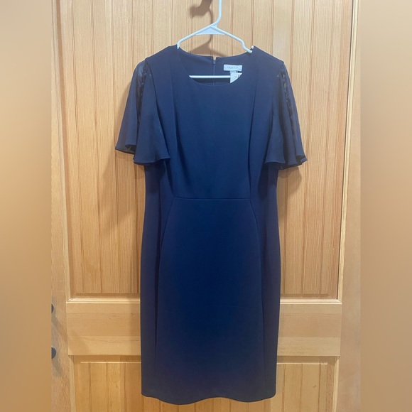 Calvin Klein Navy Midi Cocktail Dress - Picture 2 of 6